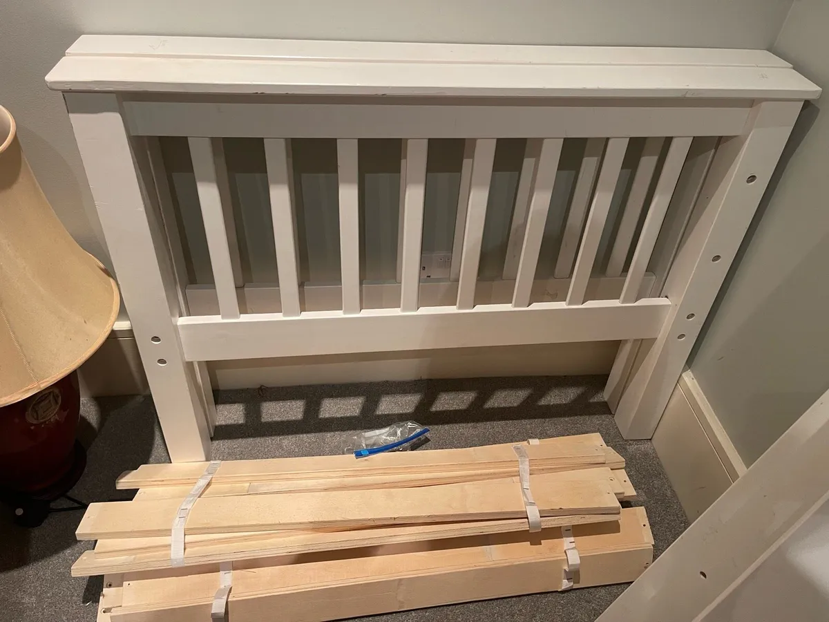 White Sturdy Single Wooden Bed Frame - Can Deliver