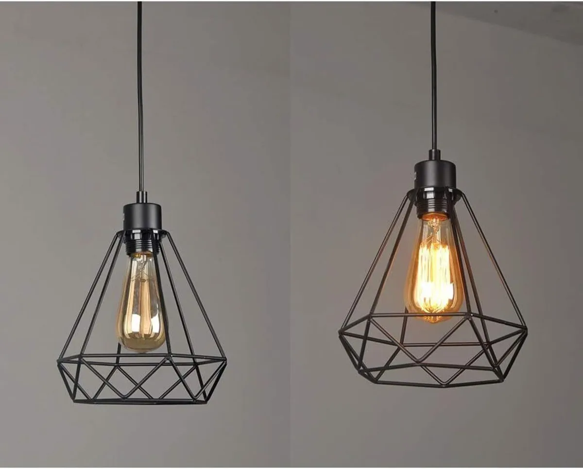 Pendant Light Diamond Cage Industrial 3 Light - Image 3