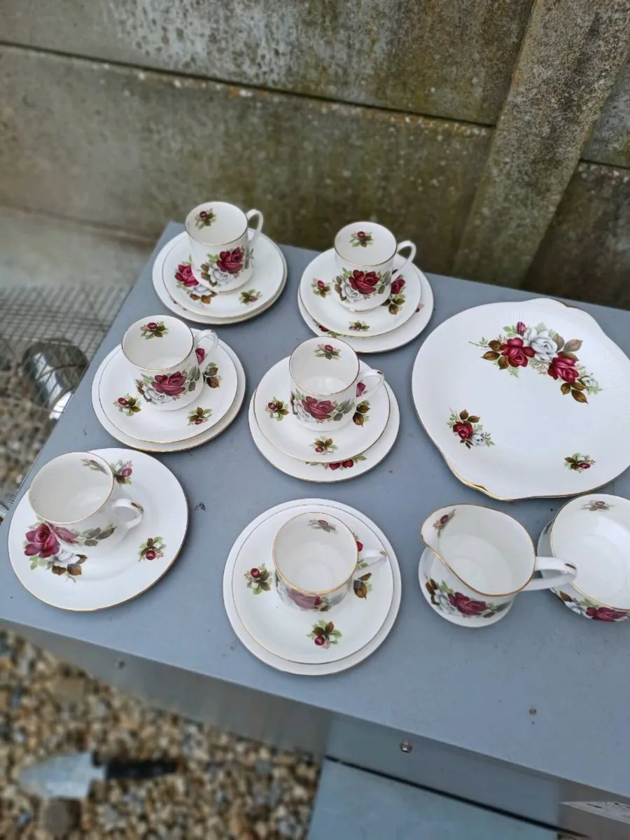 Vintage Royal Standard Red Velvet Pattern Teaset - Image 2