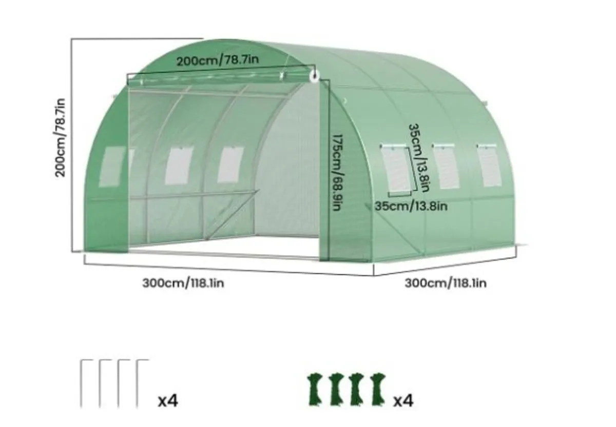 Polytunnel Greenhouse 3x3x2m Walk In Garden - Image 3