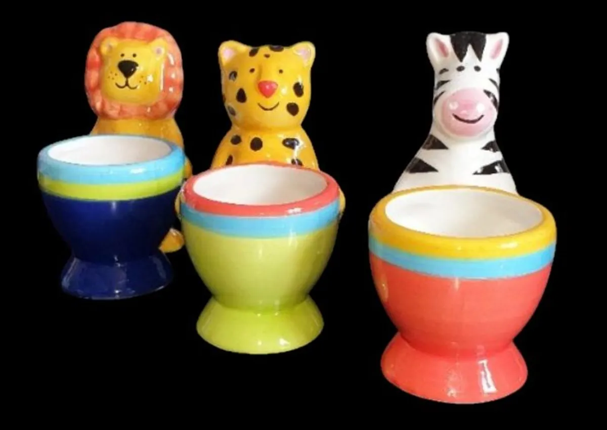 Rare Vintage Harrods Ceramic Animal Egg Cups Set - Image 1