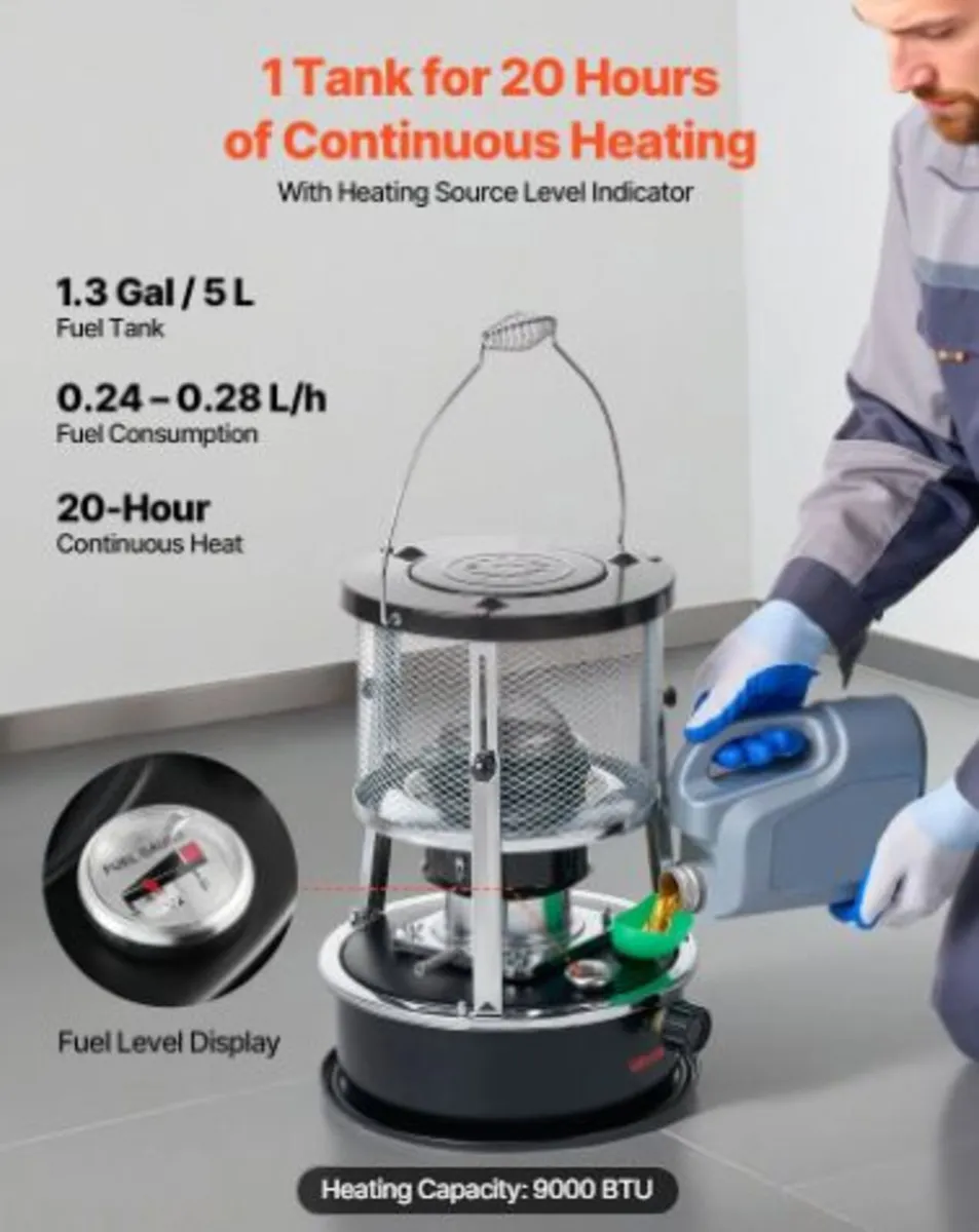 9000 BTU Portable Kerosene Heater & Stove, 2 in 1 - Image 2