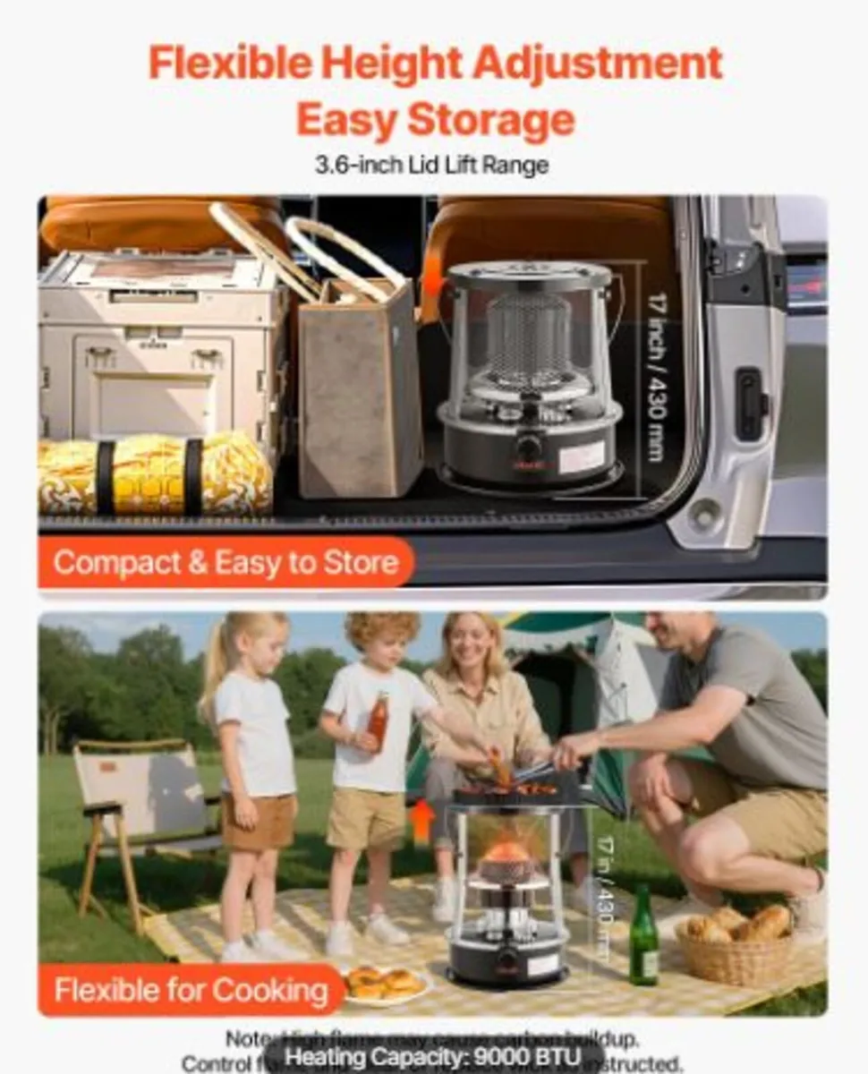 9000 BTU Portable Kerosene Heater & Stove, 2 in 1 - Image 3