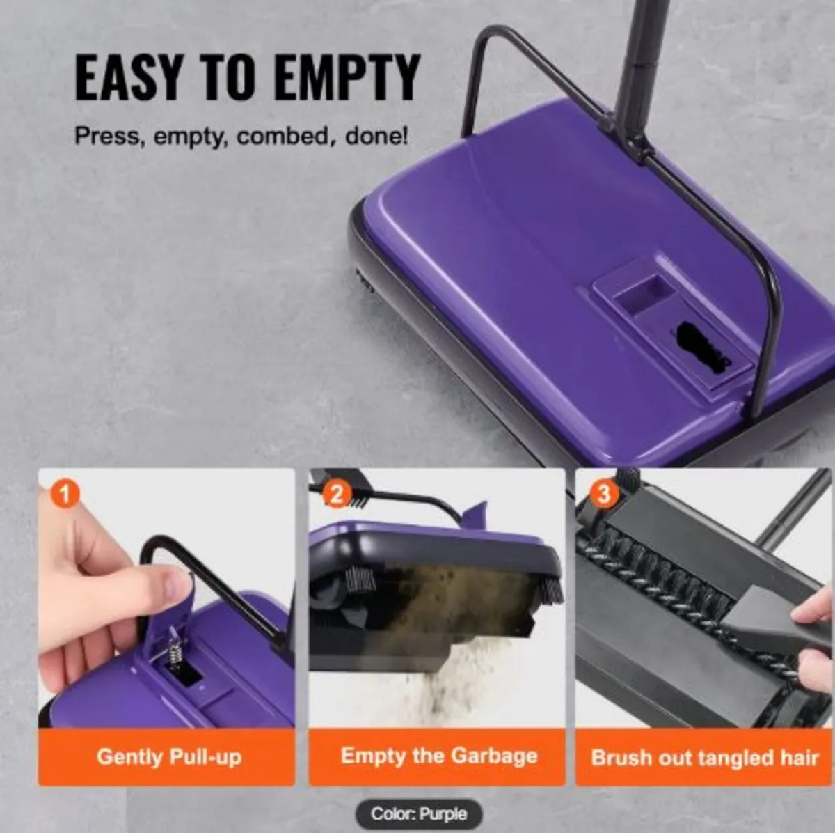 Carpet Sweeper Manual, Floor Sweeper with 300 ml - Image 3