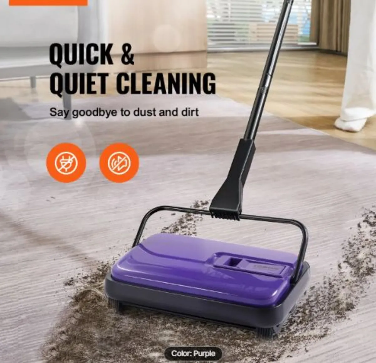 Carpet Sweeper Manual, Floor Sweeper with 300 ml - Image 2