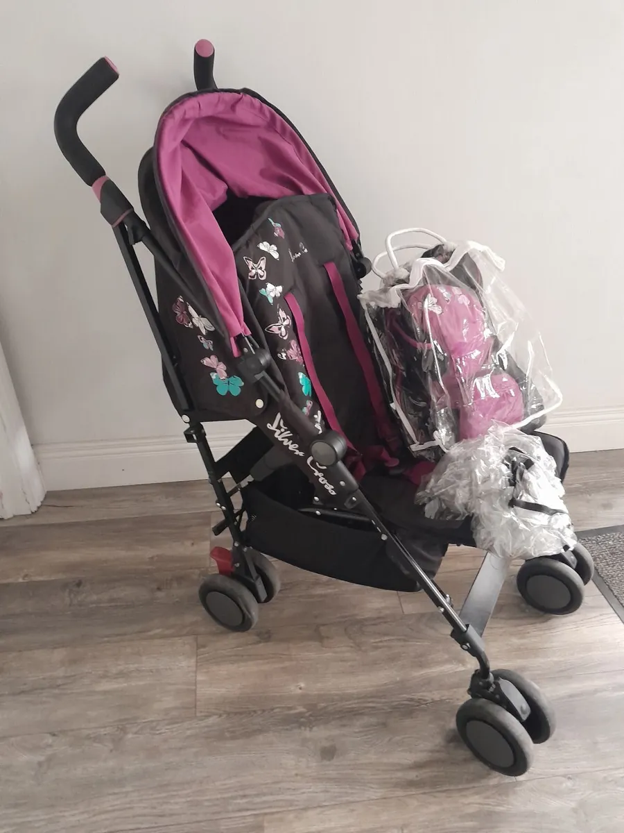 Silver Cross Butterfly Buggy, rain cover, footmuff - Image 1