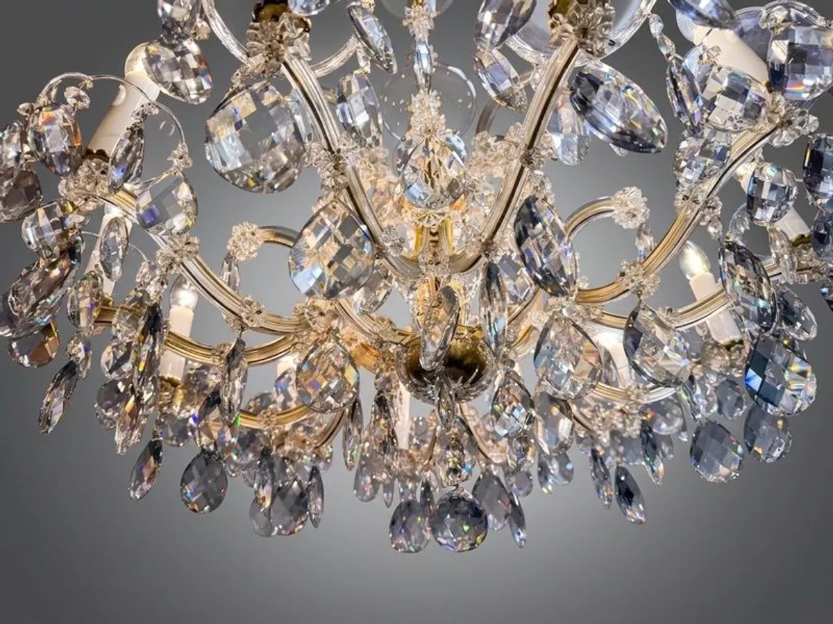 Statement Marie Theresa Crystal & Brass 12 Branch Chandelier - Image 2