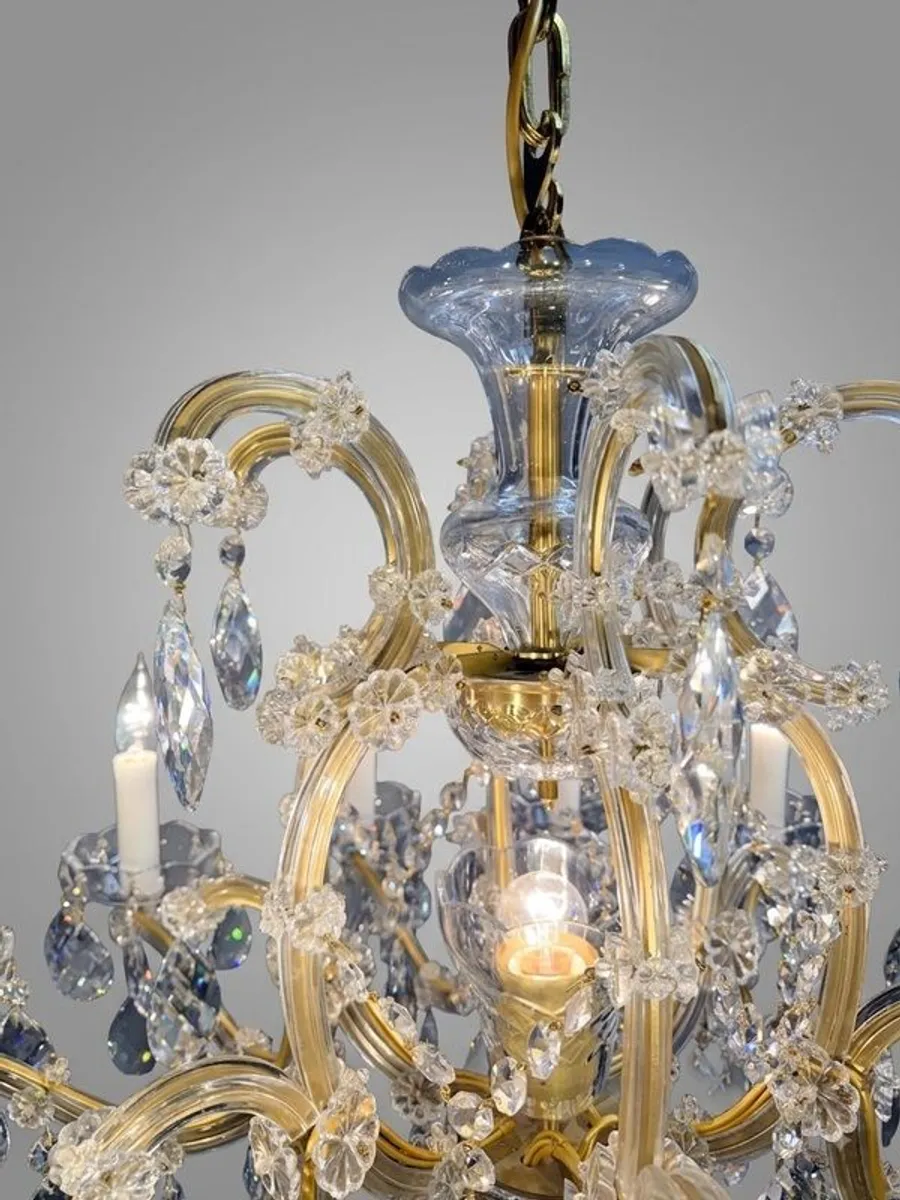 Statement Marie Theresa Crystal & Brass 12 Branch Chandelier - Image 3