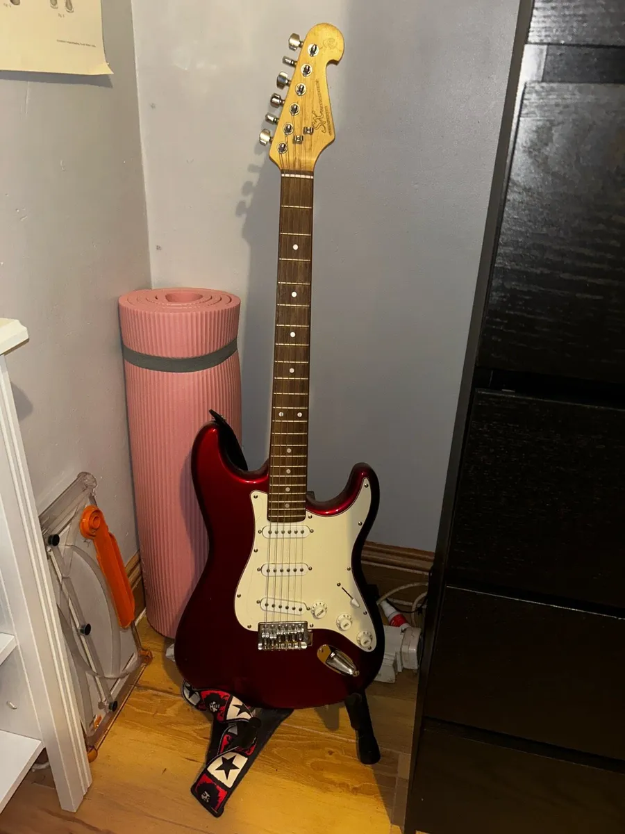 SX Candy Apple Red Electric Guitar (strap included - Image 1