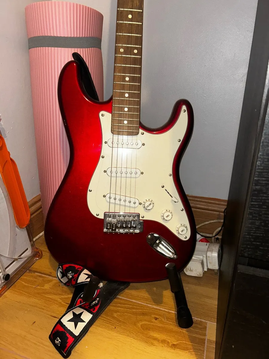 SX Candy Apple Red Electric Guitar (strap included - Image 2