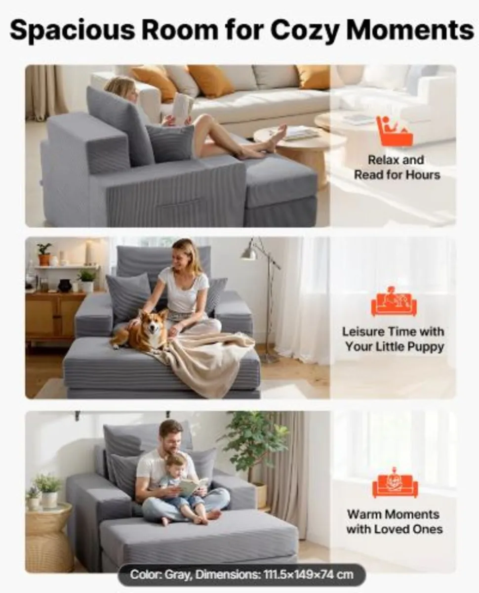 Chaise Lounge Chair,1115mm Boneless Modular Chaise - Image 3