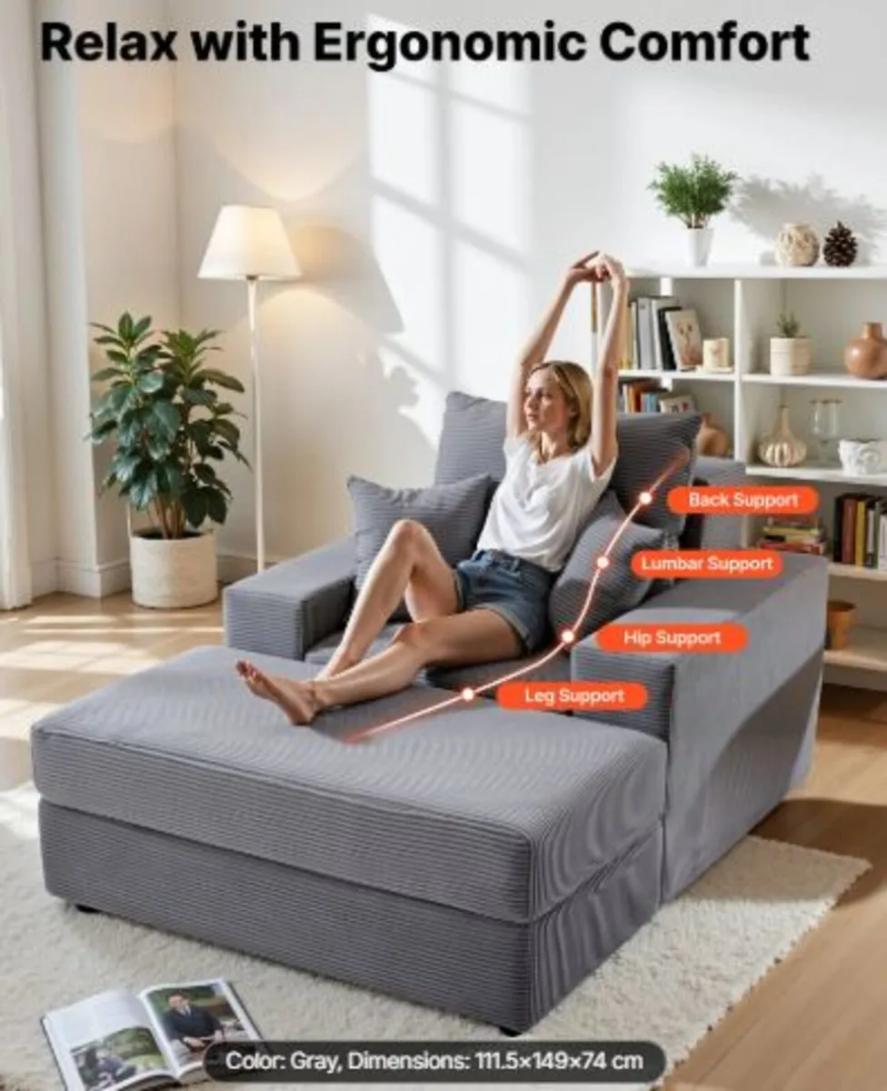 Chaise Lounge Chair,1115mm Boneless Modular Chaise - Image 4