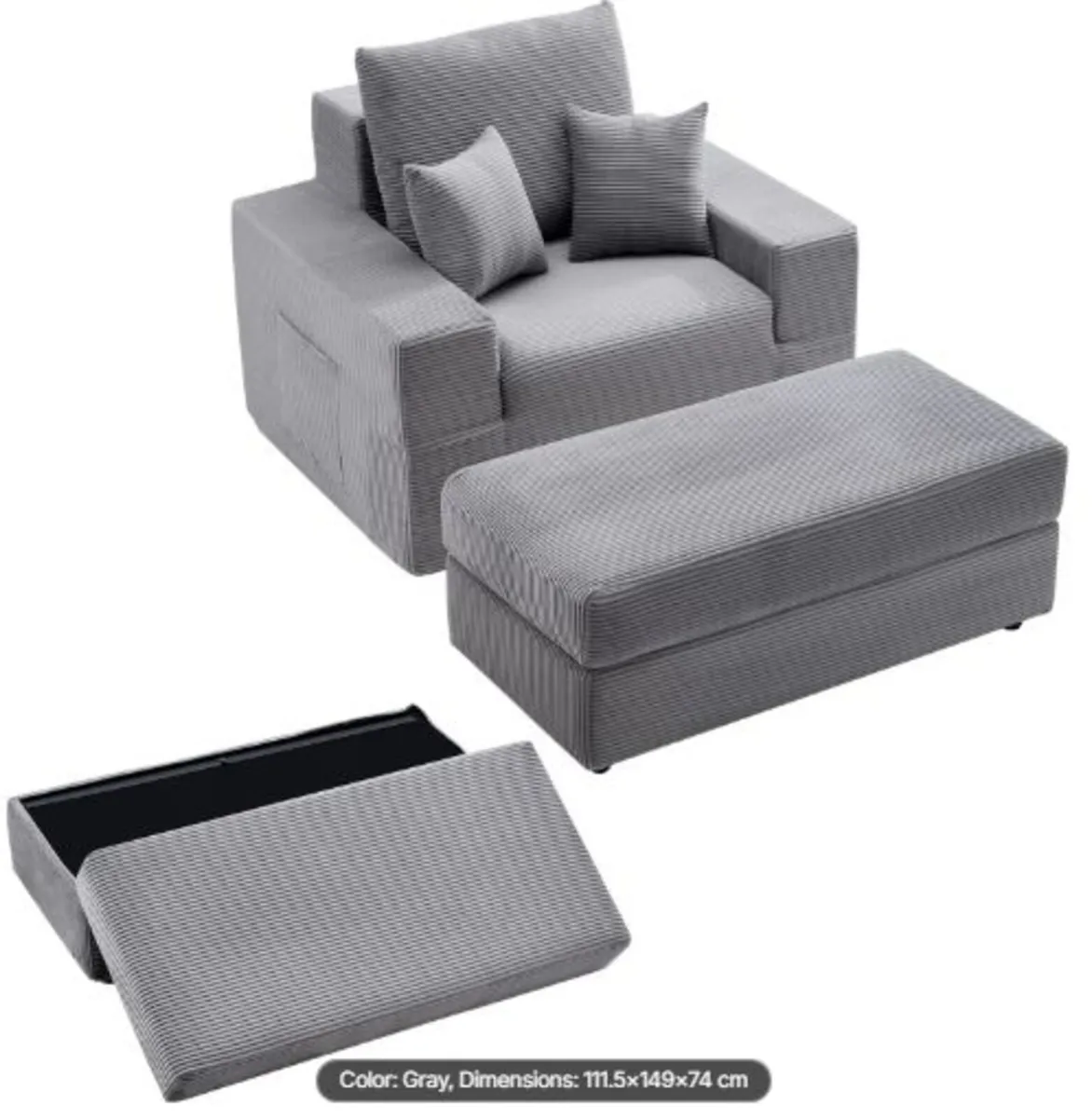 Chaise Lounge Chair,1115mm Boneless Modular Chaise - Image 1
