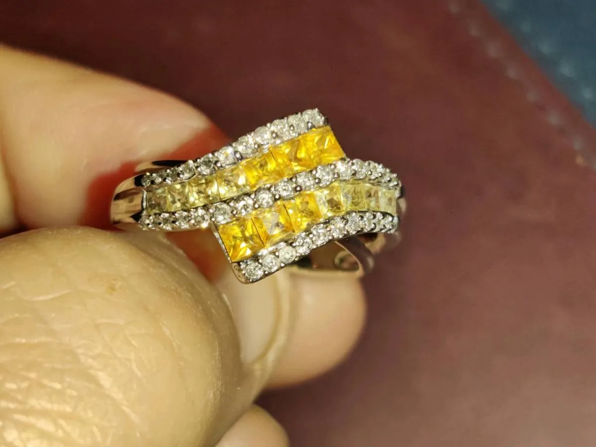 CITRINE & DIAMONDS,14CT White Gold Bew Ring & Cert - Image 1