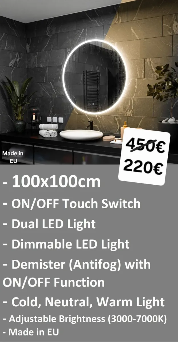 LED Bathroom Mirror Makeup Magnifying  Defogger - Image 2
