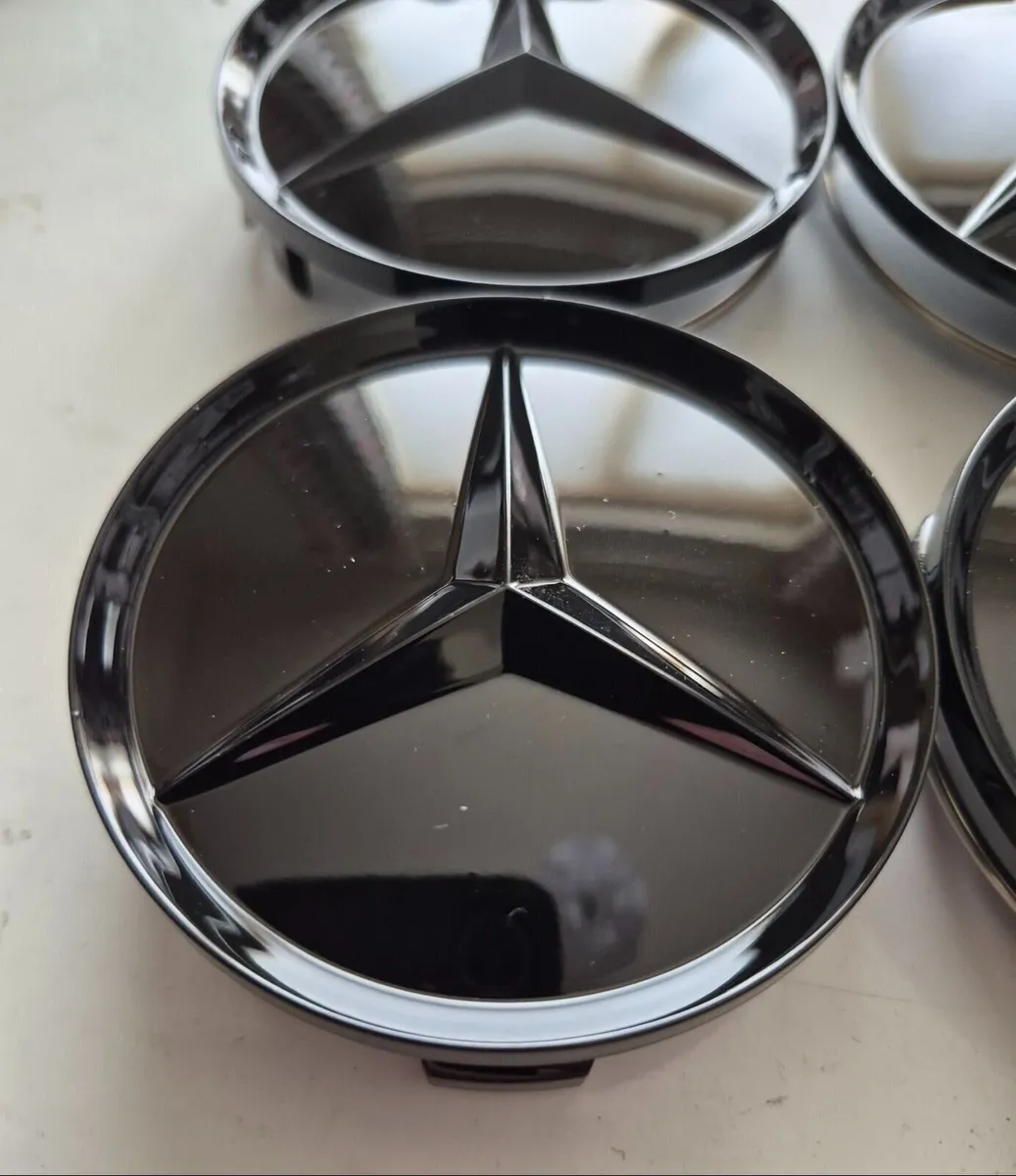 Gloss Black Mercedes Caps - FREE POST - Image 2