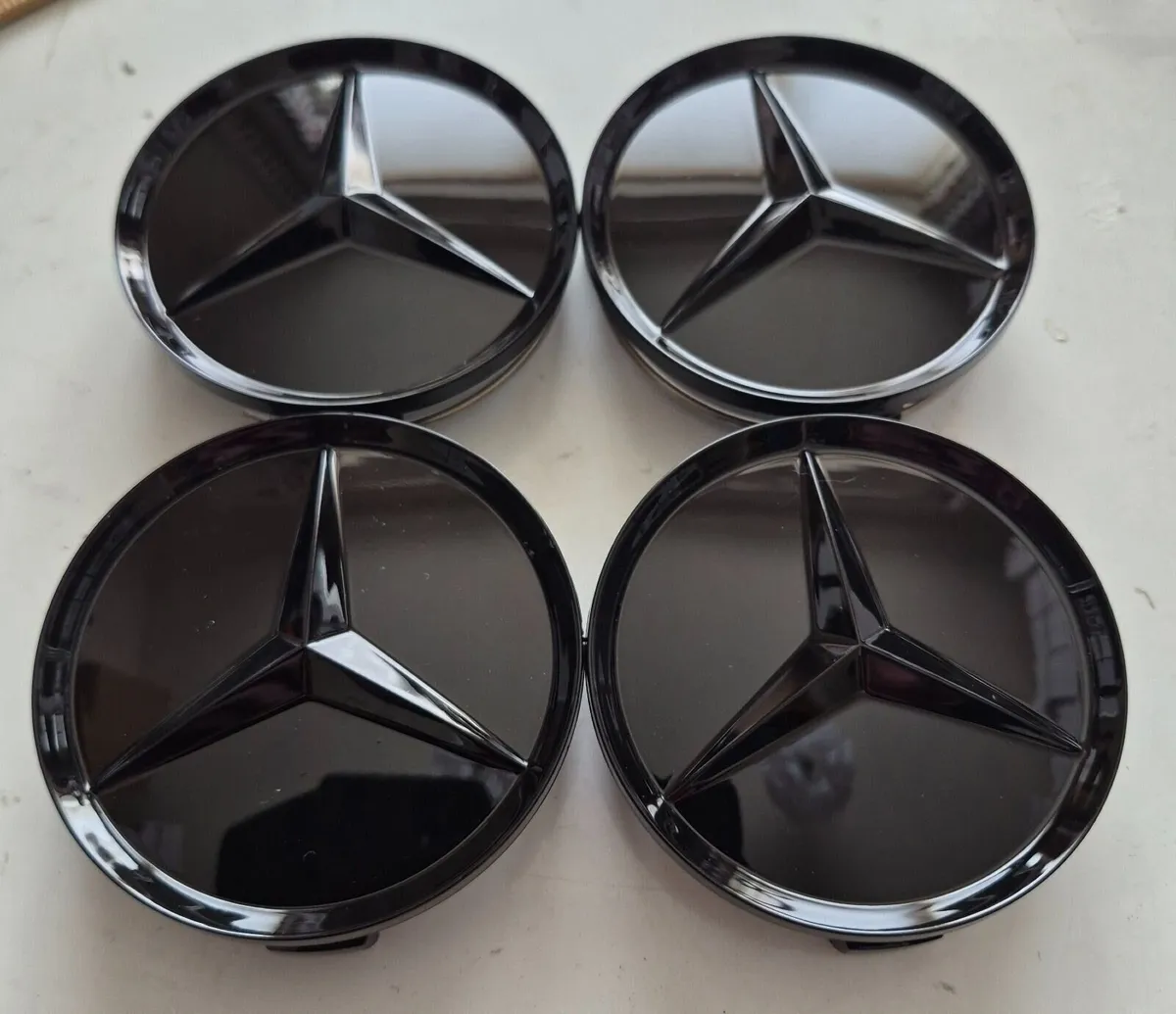 Gloss Black Mercedes Caps - FREE POST - Image 1