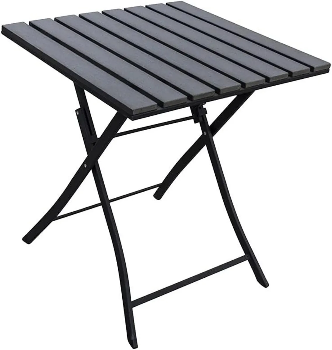 Garden Bistro Set Folding Table Chairs Grey - Image 3