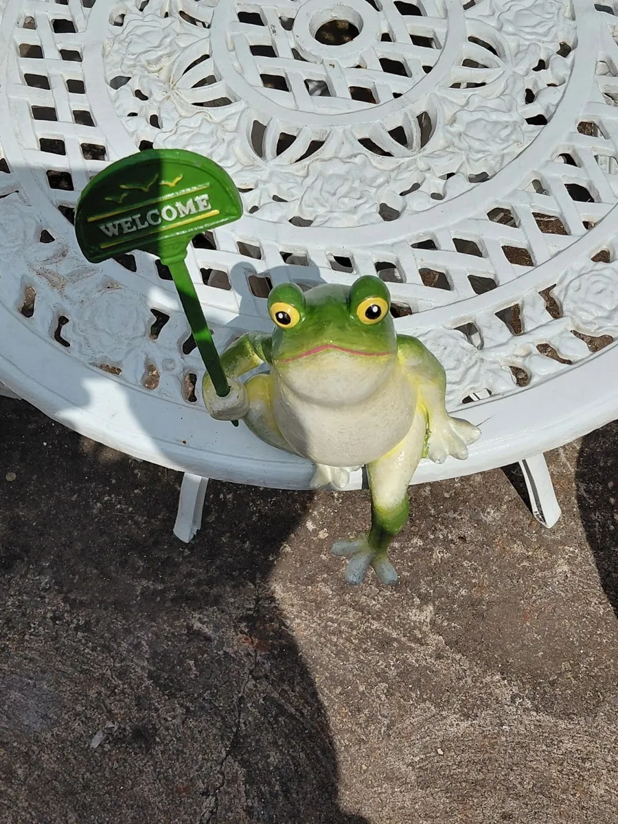Cast Iron Hand‑Painted Frog – Welcome Sign – Garde - Image 4
