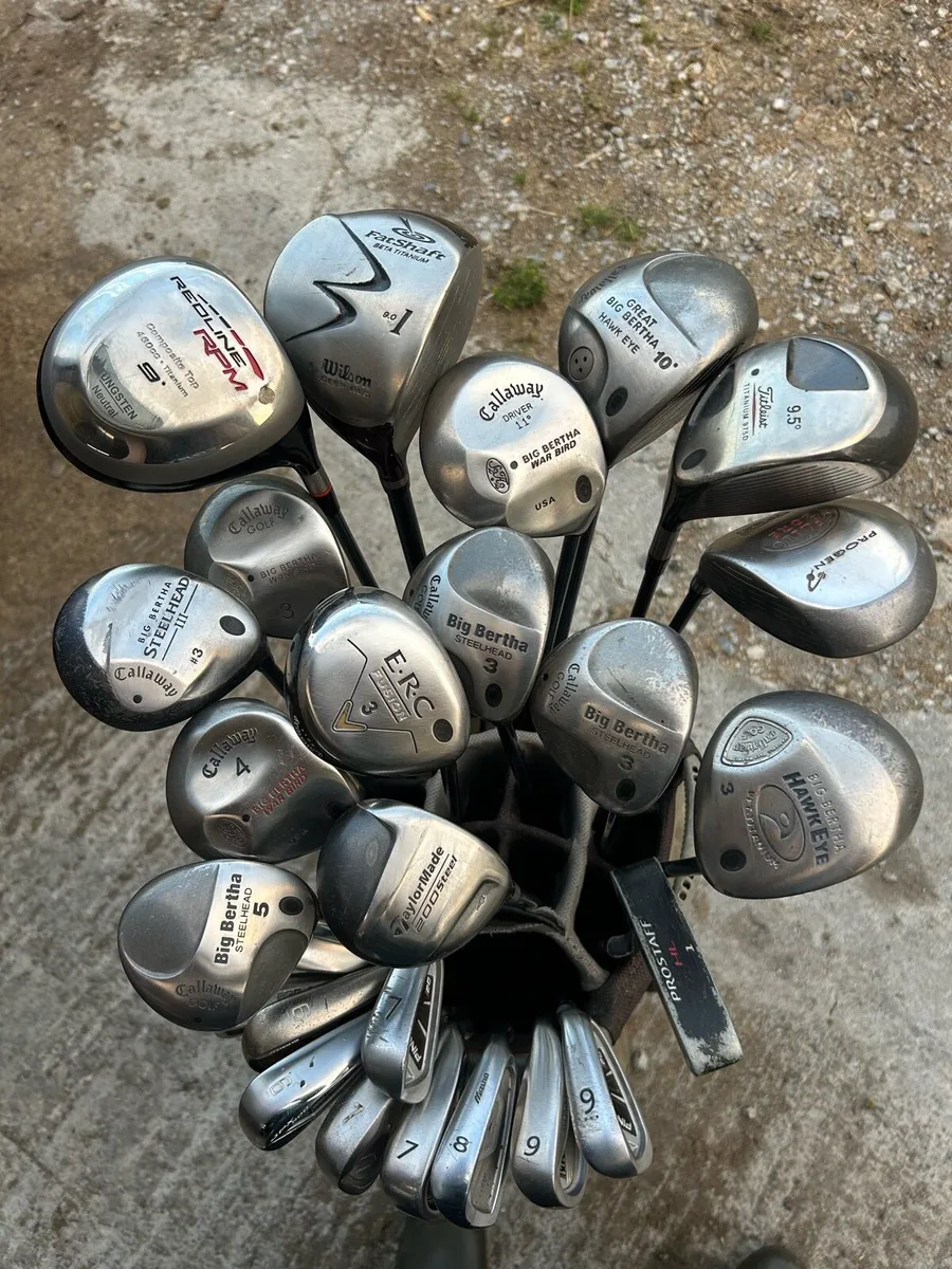 Drivers, Woods, irons, putter and bag for sale - Image 1