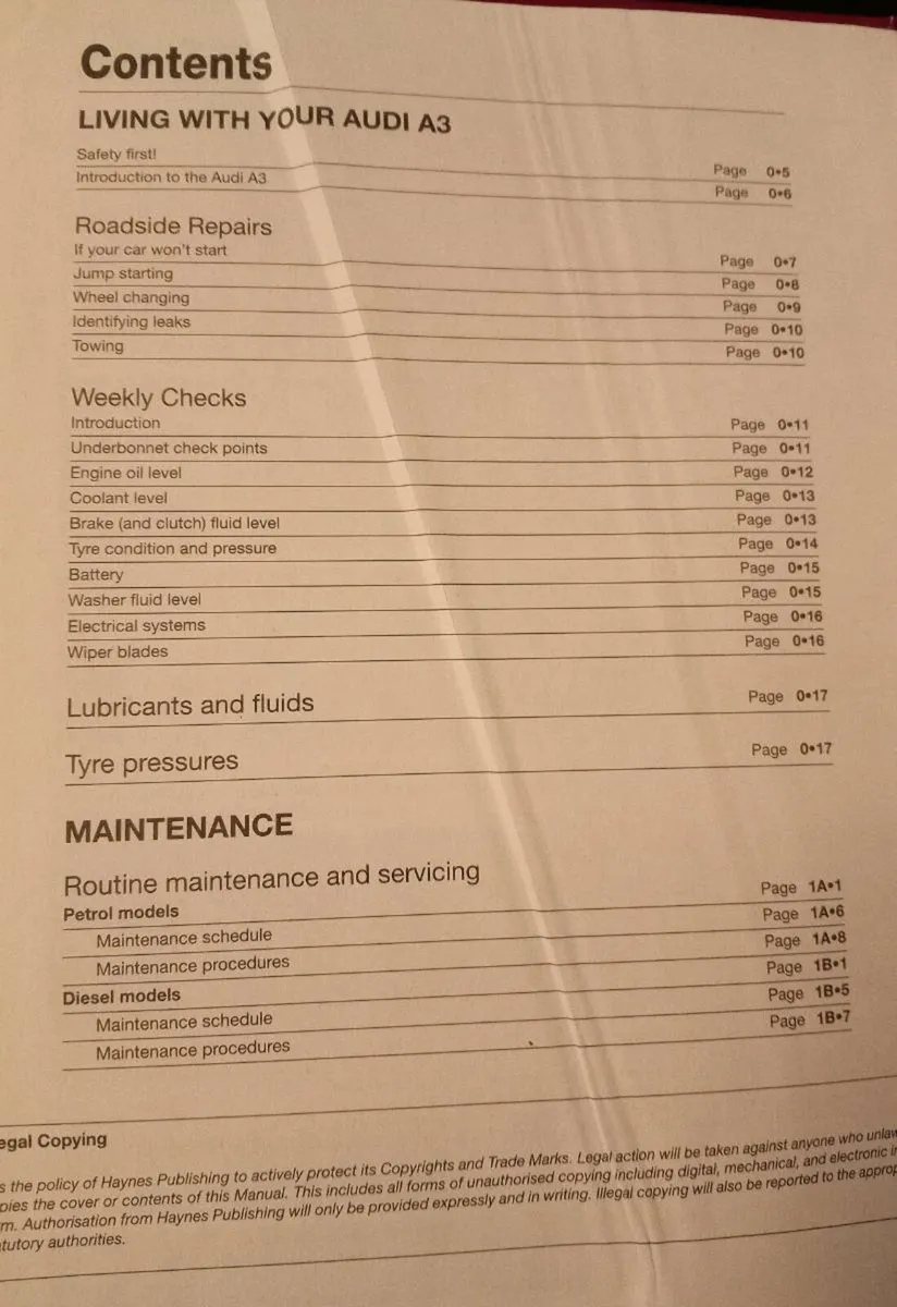 Haynes Audi A3 Service Repair Manual - Image 3