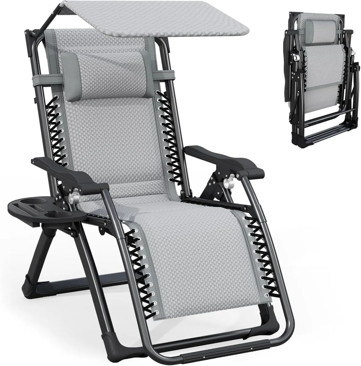 Zero Gravity Chair with Canopy Folding Reclining - Image 1
