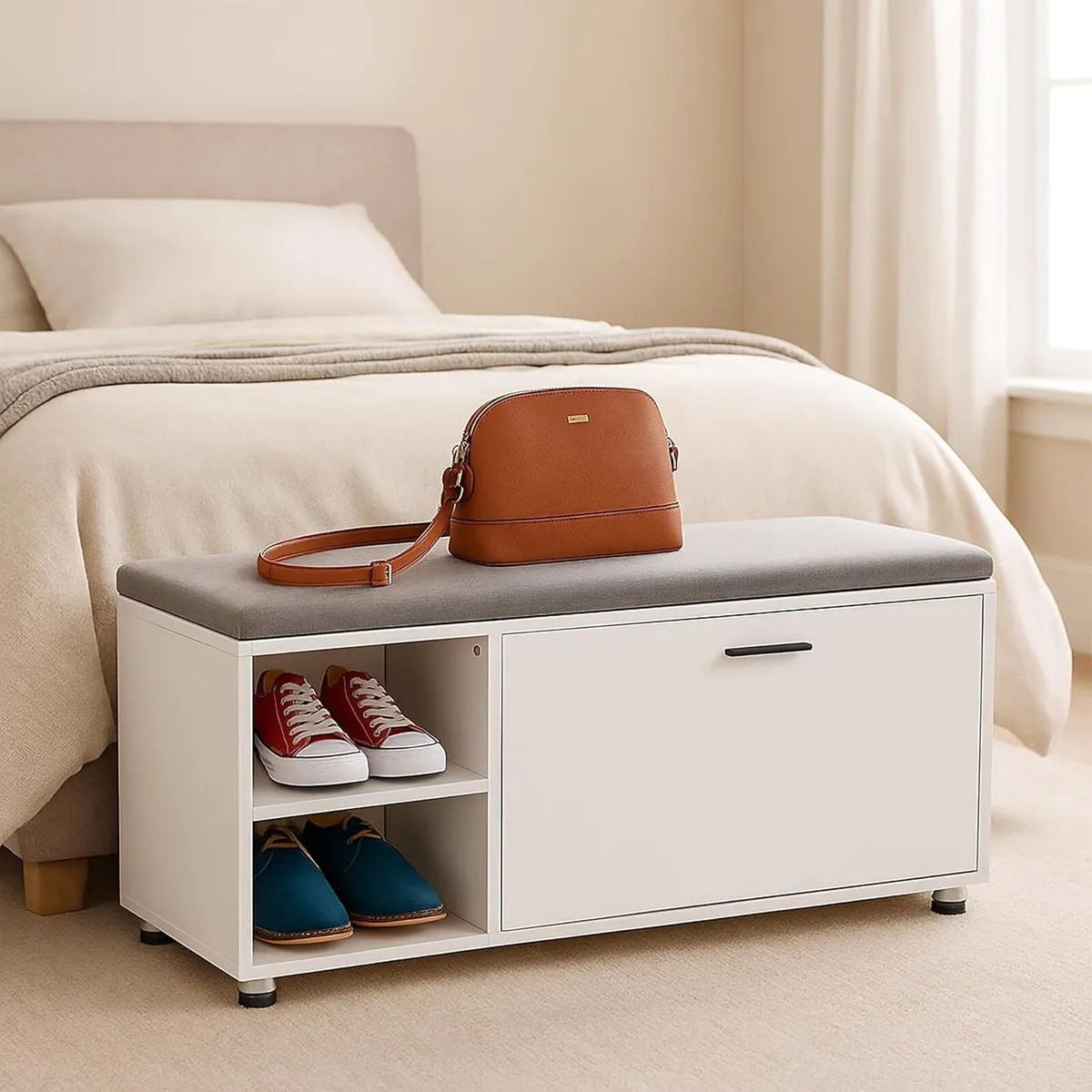 Shoe Bench Cabinet 2-Piece Set Footwear Storage - Image 2