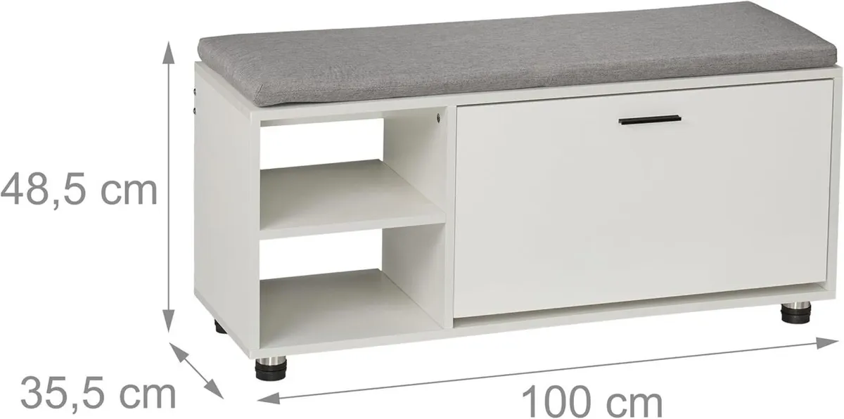Shoe Bench Cabinet 2-Piece Set Footwear Storage - Image 3
