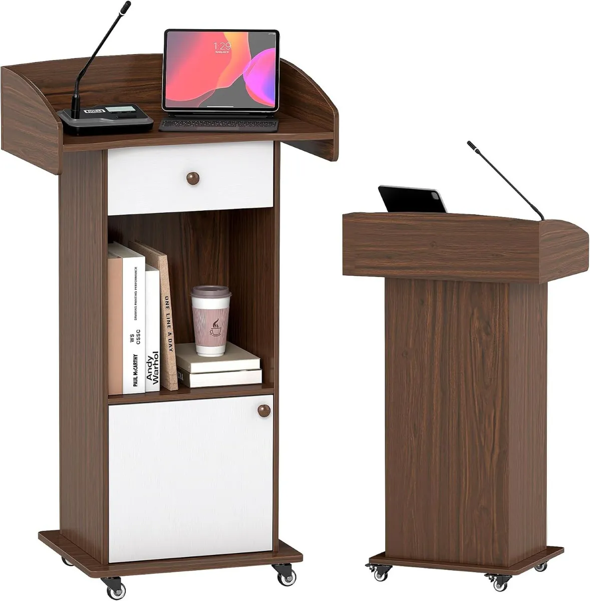 Podium Stand with Drawer Storage Cabinet - Image 1