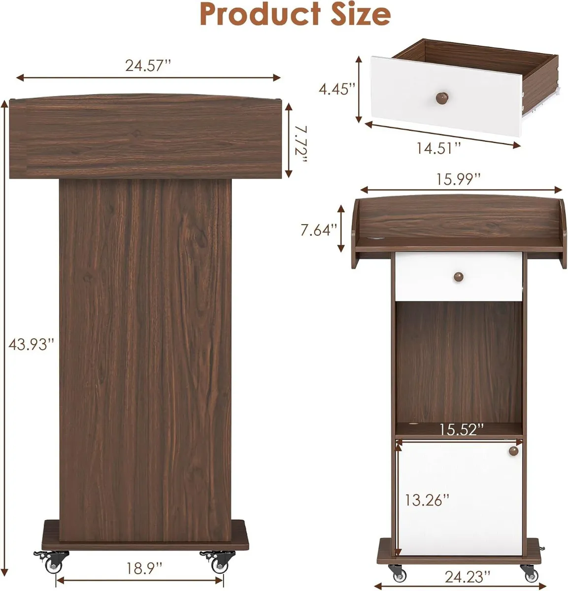 Podium Stand with Drawer Storage Cabinet - Image 2