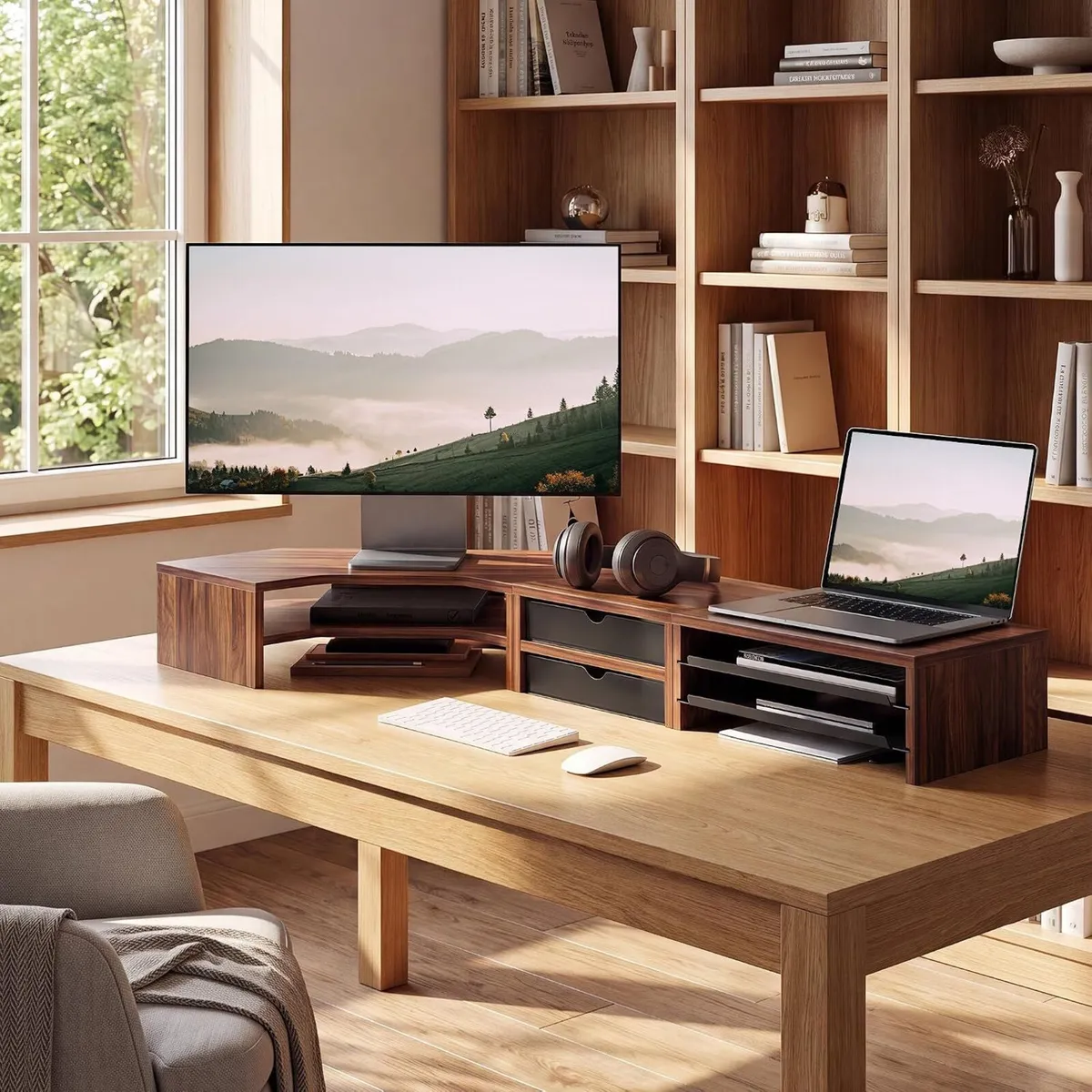 Monitor Stand 3 in 1 Modular L-Shaped Corner - Image 2