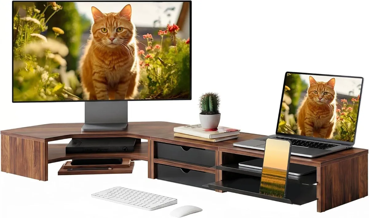 Monitor Stand 3 in 1 Modular L-Shaped Corner - Image 1