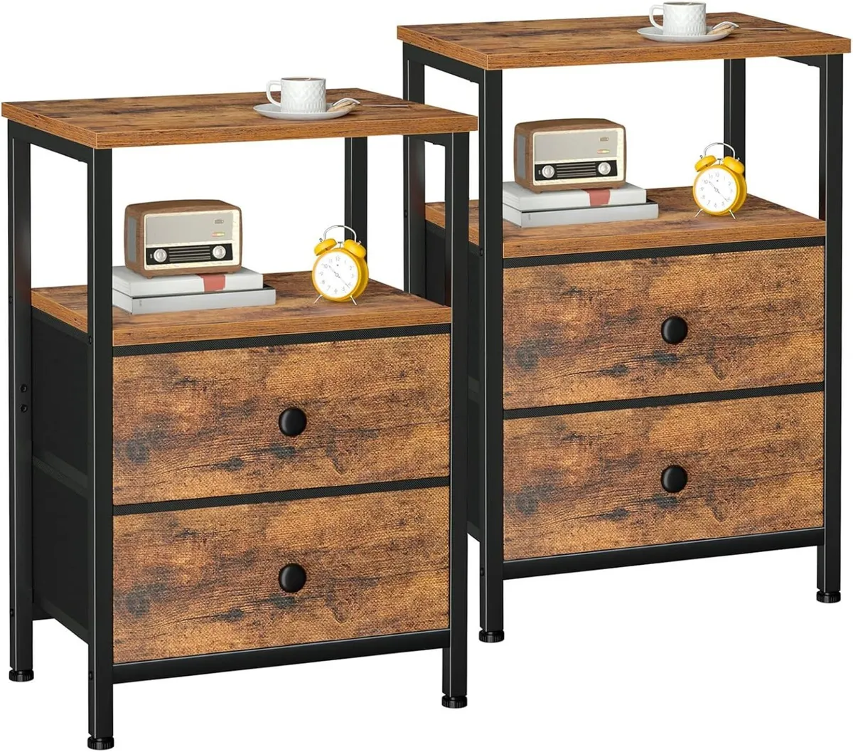 Bedside Table Side Tables with 2 Fabric Drawers - Image 1