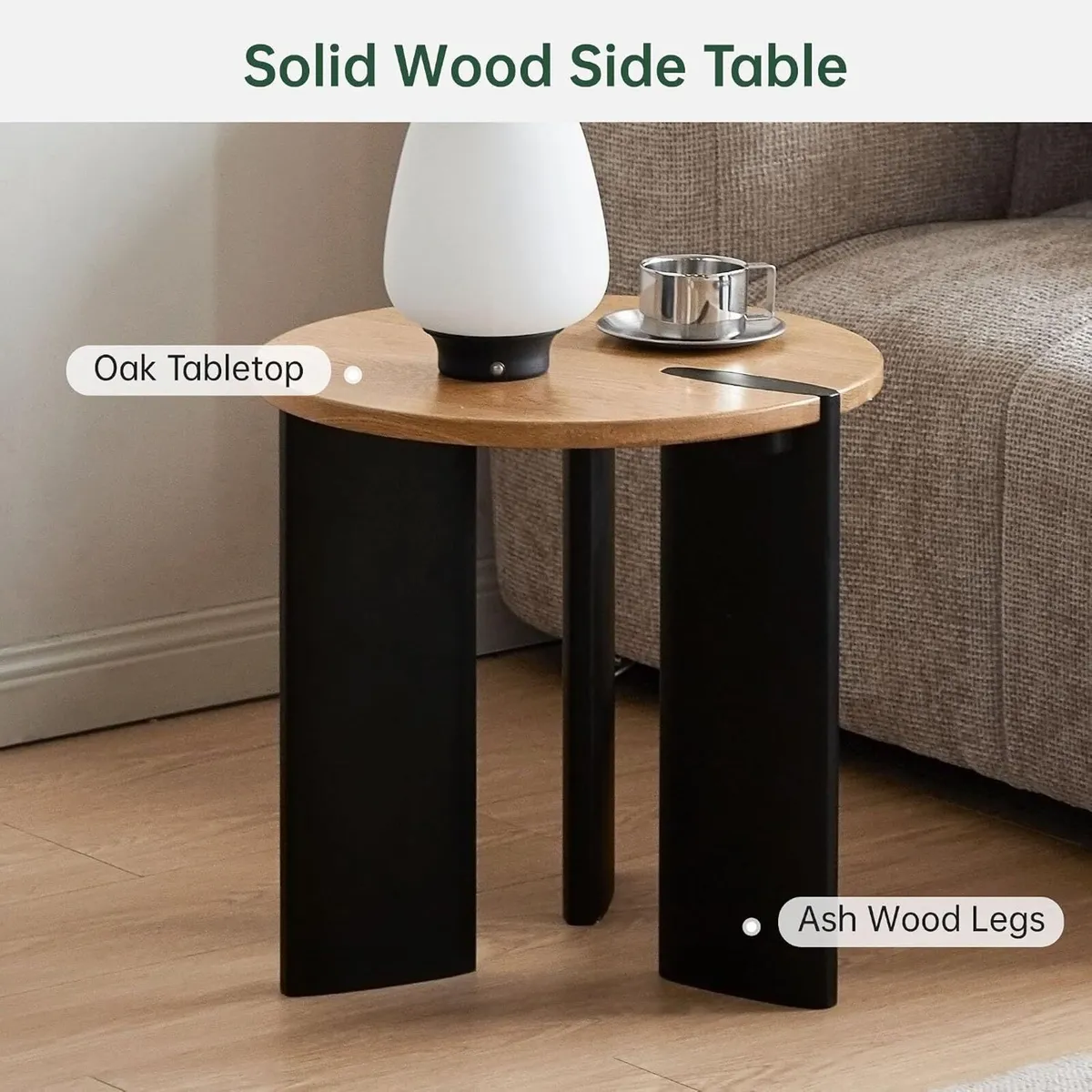 Solid Wood Side Table with 2-Tone Finish Zen - Image 3