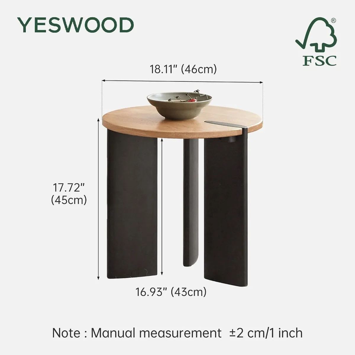 Solid Wood Side Table with 2-Tone Finish Zen - Image 2