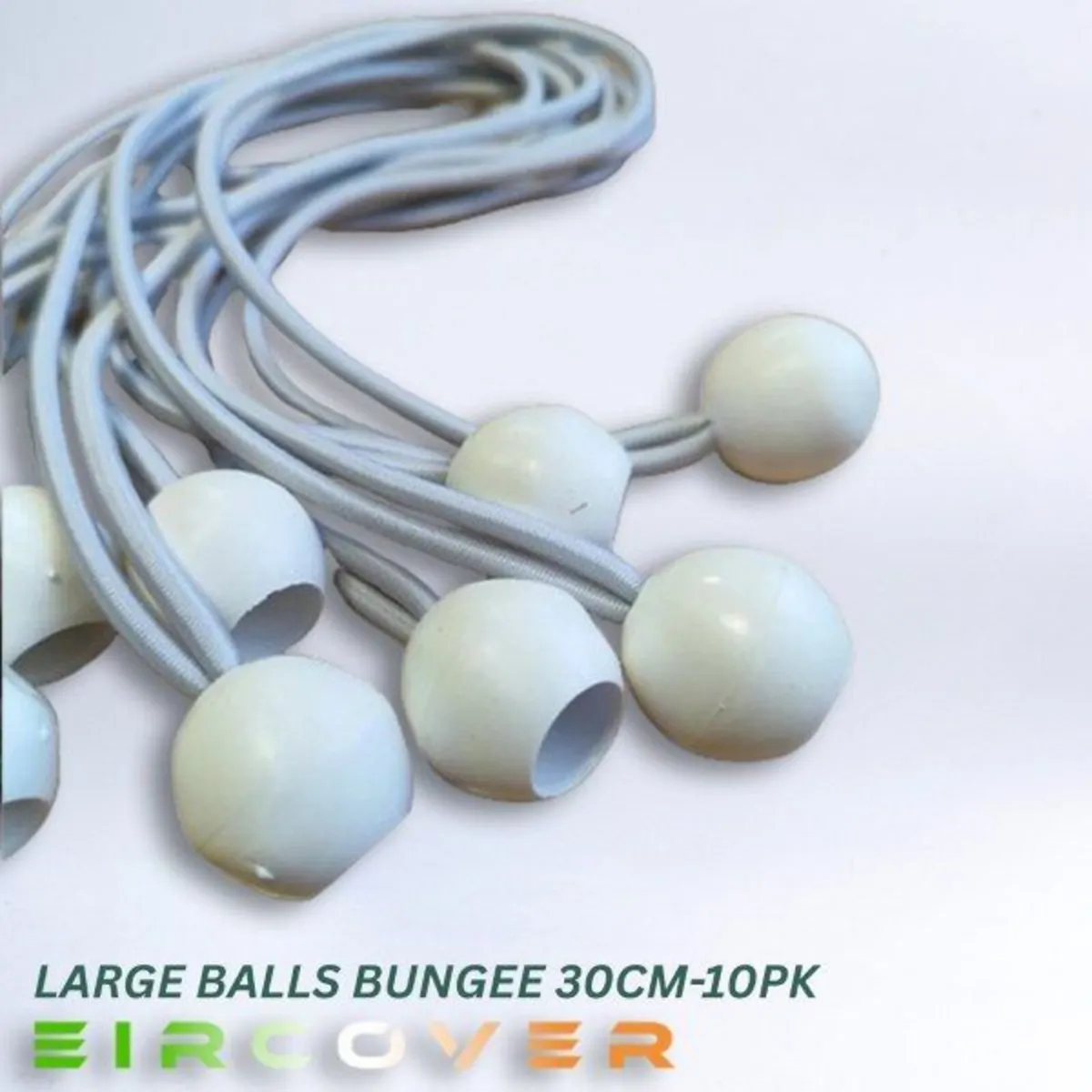Large White Bungee Ball Ties 30cm (10 pk ) - Image 1