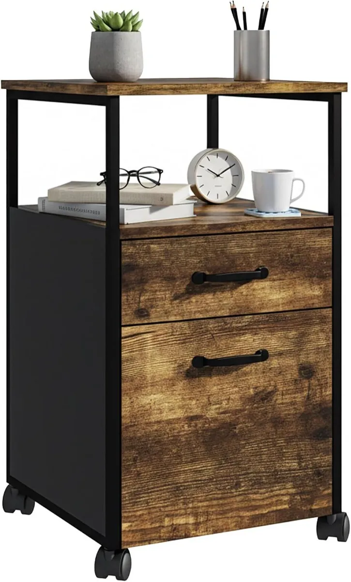 Mobile Filing Cabinet 2 Drawers Hanging File - Image 1