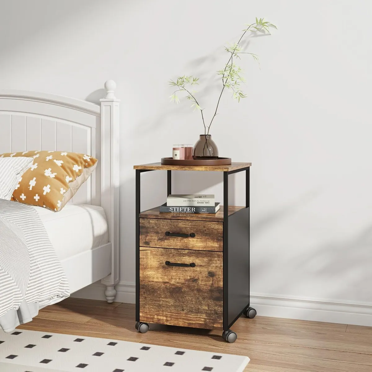 Mobile Filing Cabinet 2 Drawers Hanging File - Image 4