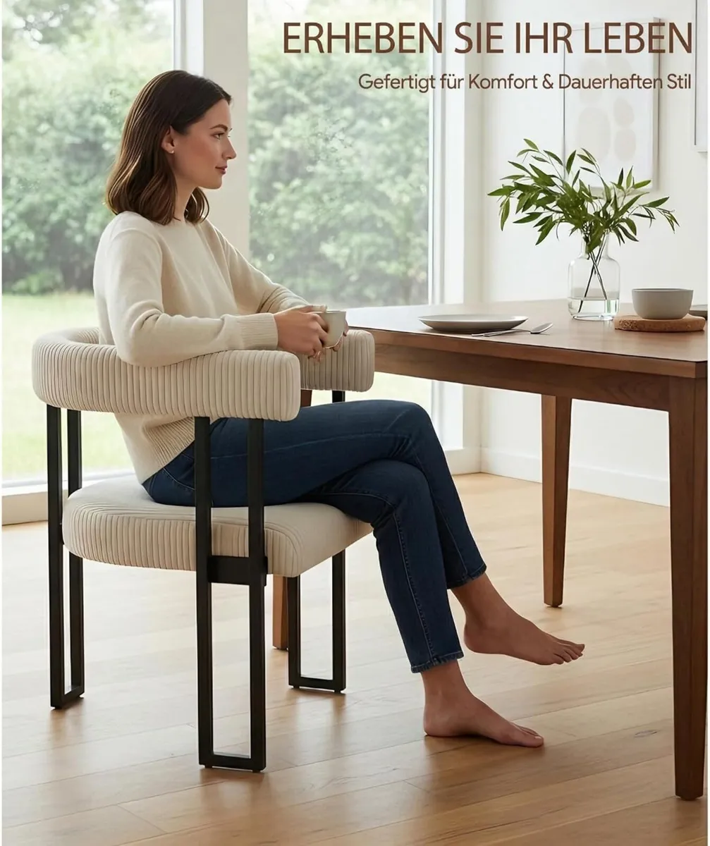 Boucle Dining Chair Corduroy Upholstered Room - Image 3