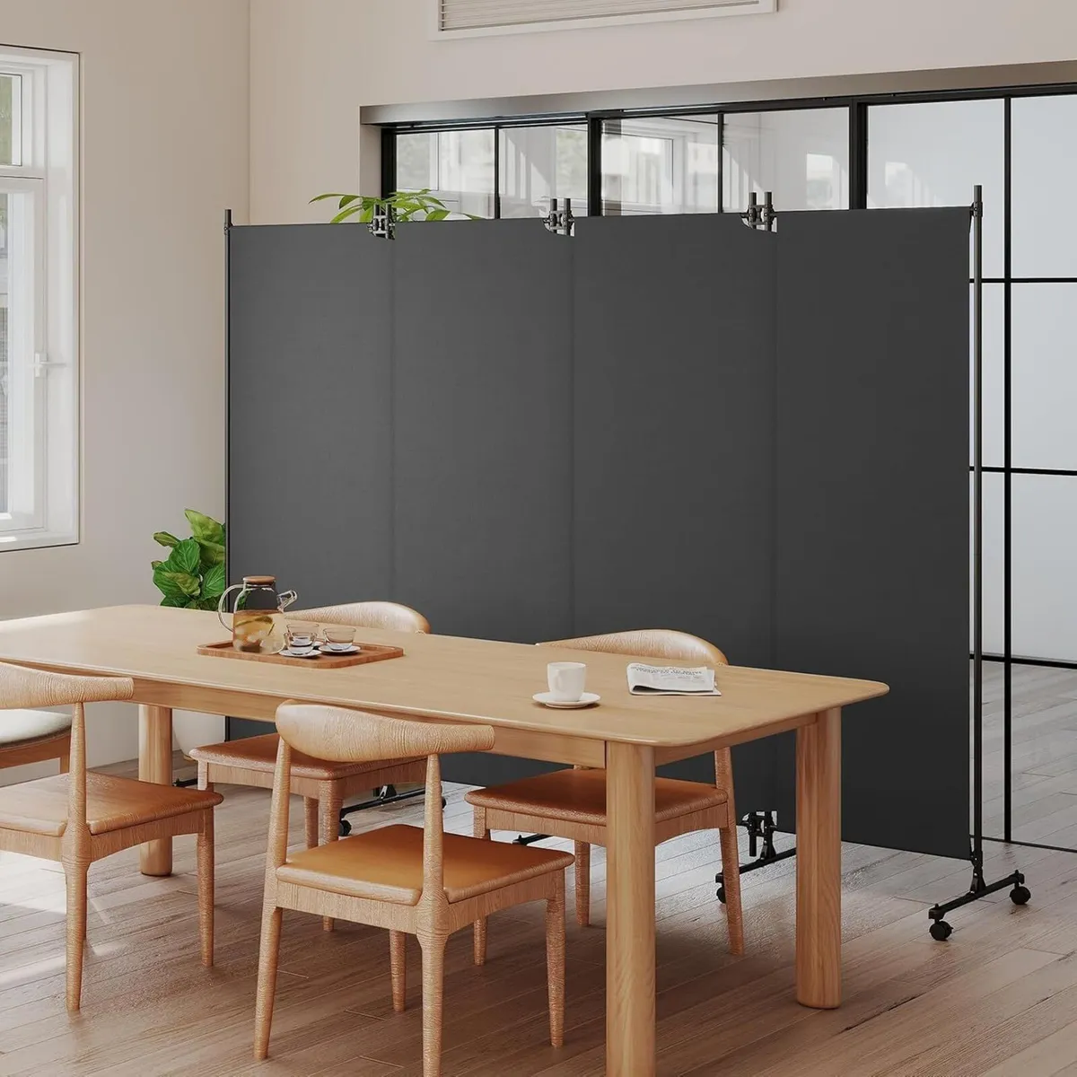 4 Panel Upgraded Room Divider with Wheels - Image 2
