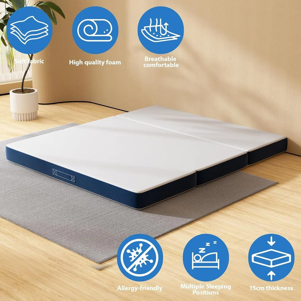 Folding Mattress 75x190x10CM 10CM Thick Foam - Image 3