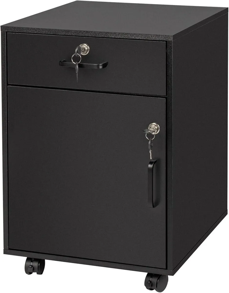 Desk Trolley with Drawer Door Filing Cabinet on - Image 1