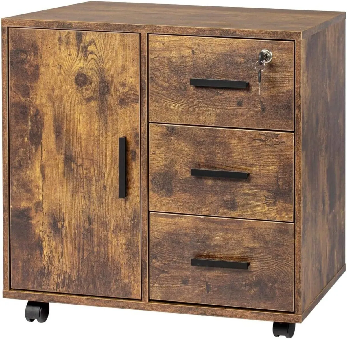 Rolling Cabinet with 3 Drawers and 2 Doors - Image 1