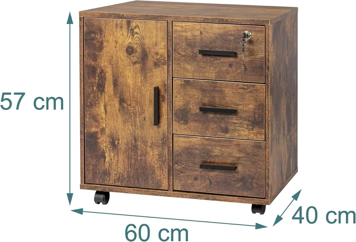 Rolling Cabinet with 3 Drawers and 2 Doors - Image 3
