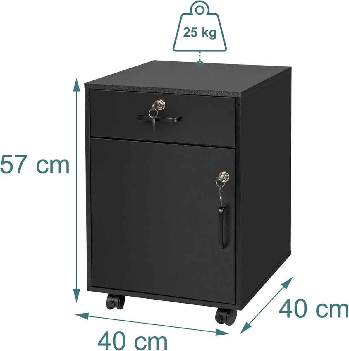 Desk Trolley with Drawer Door Filing Cabinet on - Image 3