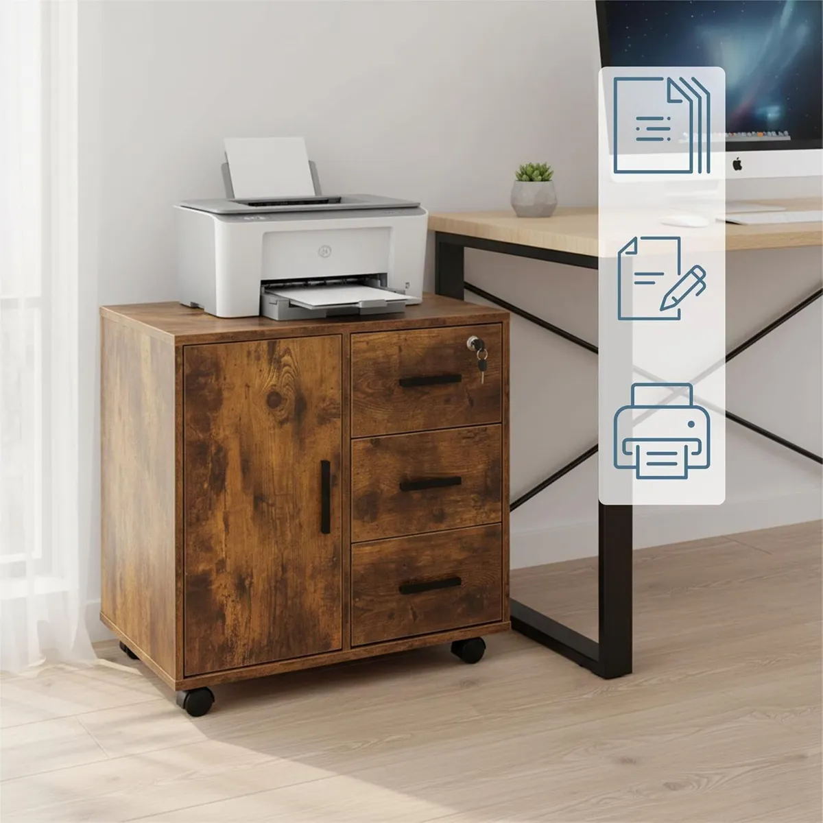 Rolling Cabinet with 3 Drawers and 2 Doors - Image 4