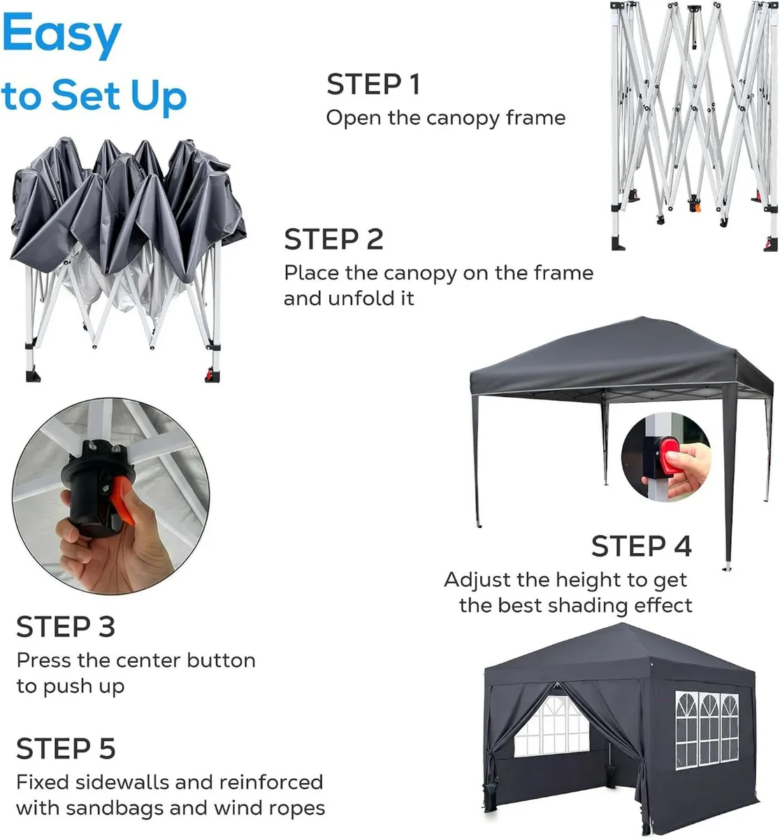 3m X Pop-Up Gazebo Waterproof Garden with 4 - Image 3