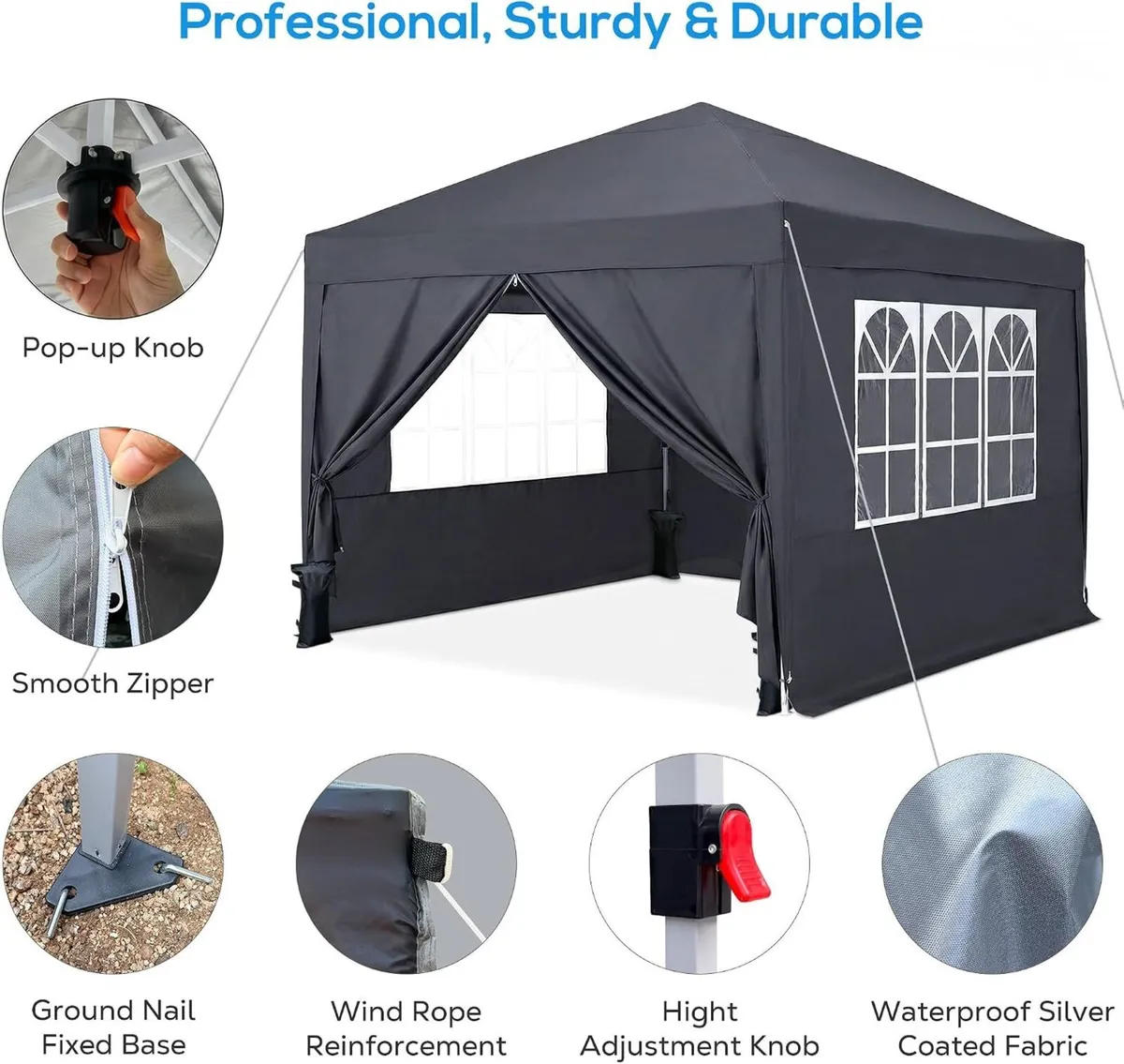 3m X Pop-Up Gazebo Waterproof Garden with 4 - Image 4