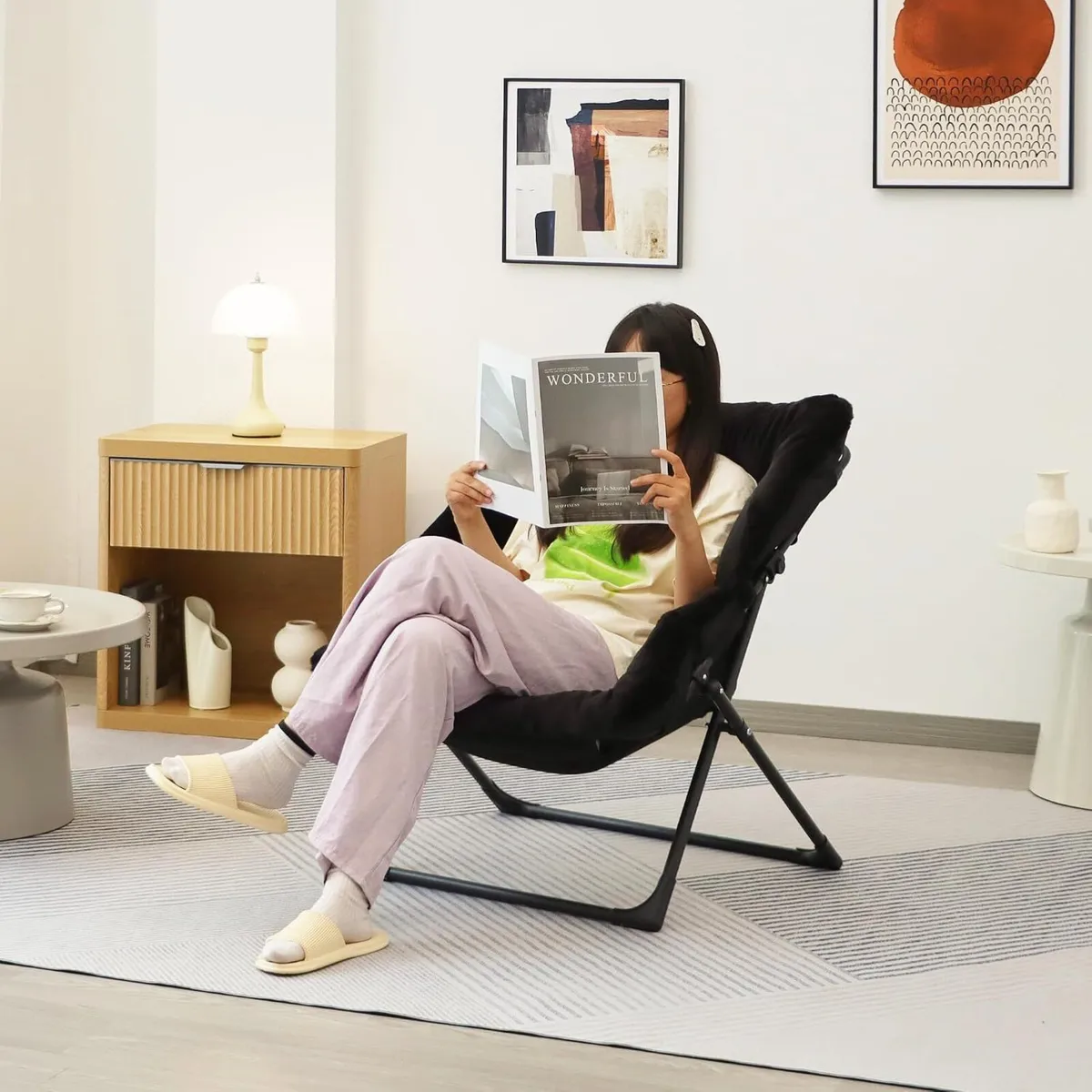 Comfy Saucer Chair for Adults Soft Faux Fur (Set - Image 2