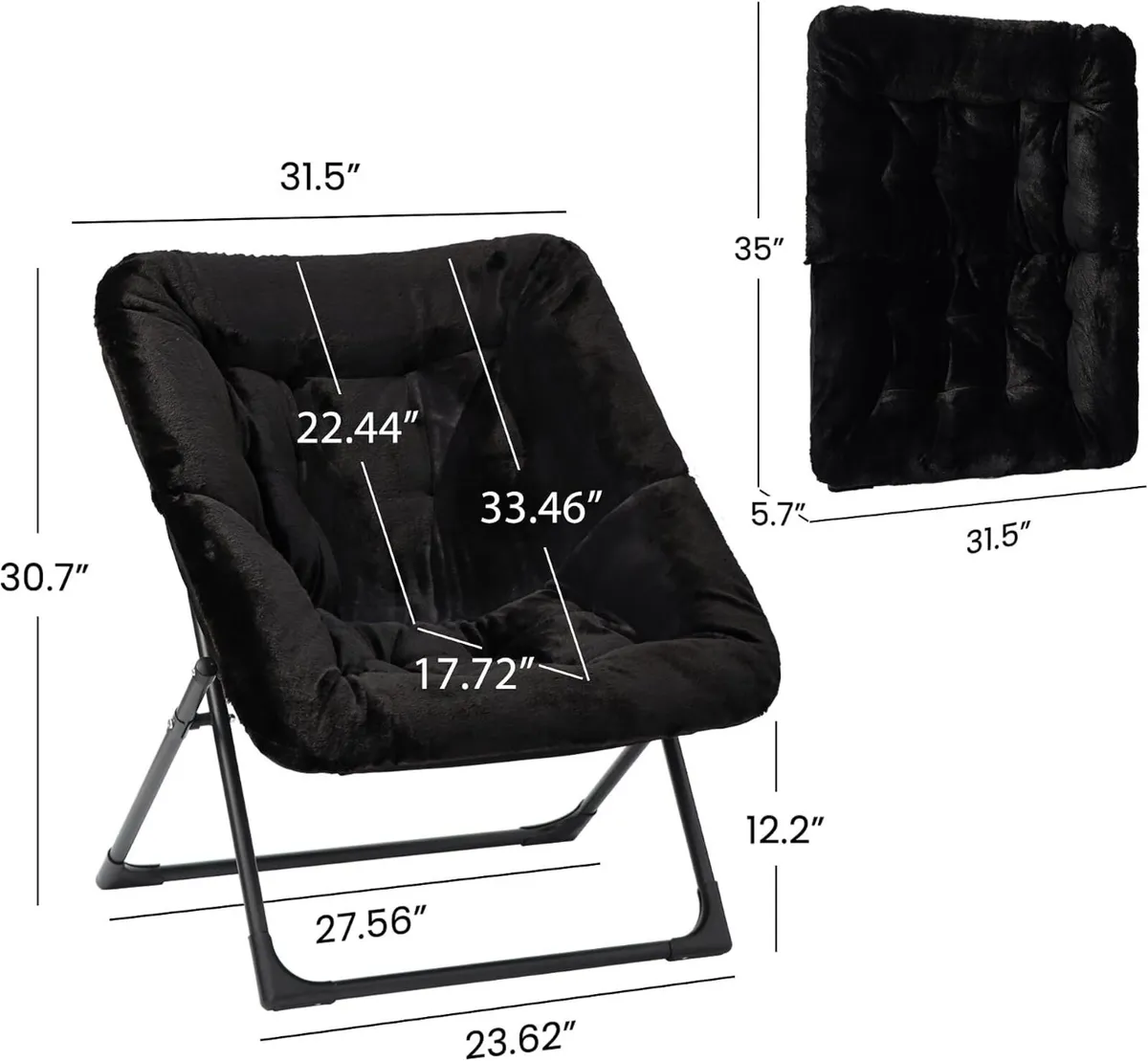 Comfy Saucer Chair for Adults Soft Faux Fur (Set - Image 3